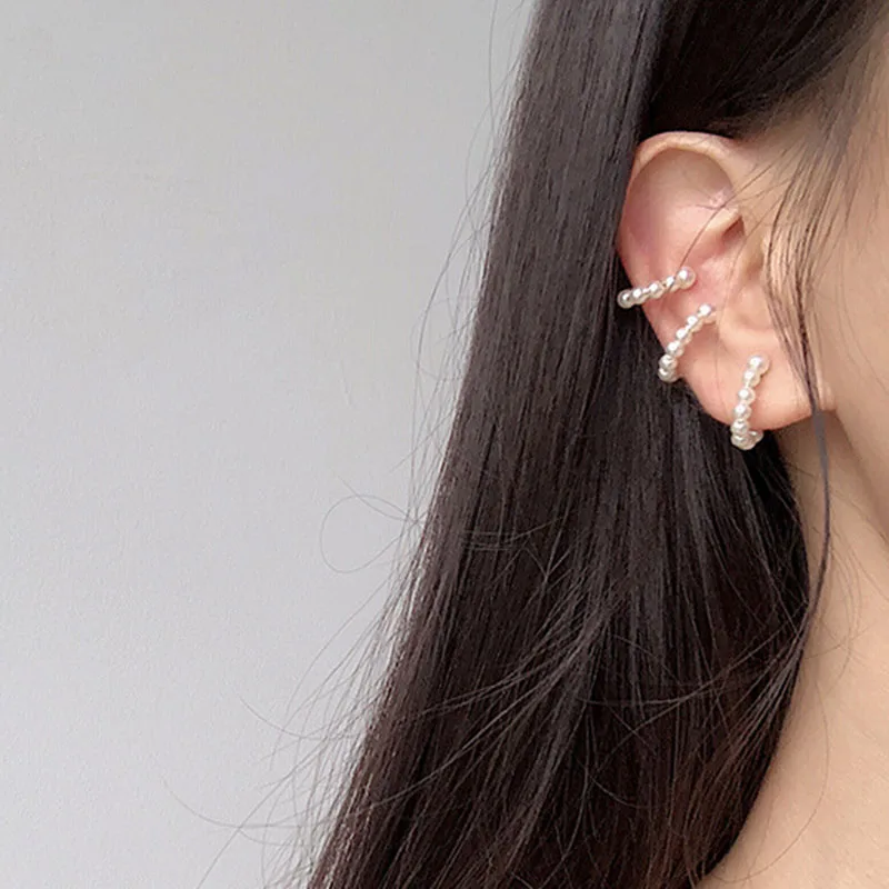 Новое поступление серьги-клипсы с геометрическим жемчугом открытые круглые