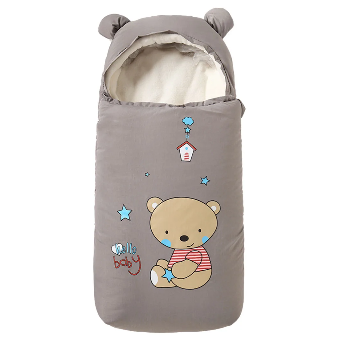 Милый спальный мешок с медвежьими ушками для малышей зимняя коляска муфта ног