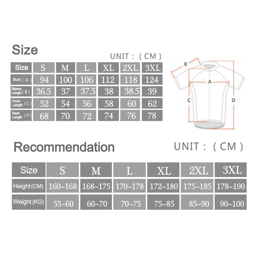 

2 Colors Summer Men's Cycling Jersey Shirt Bike Shirts Quick-Dry Breathable Bicycle Tops with 3 Rear Pockets