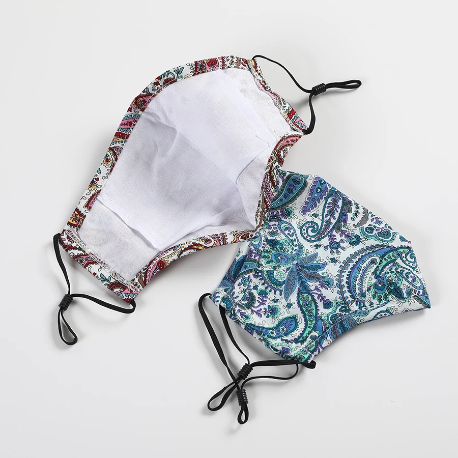 

Breathable Face Mask With Filters Cotton Floral Prints Reusable Washable Masks Face Unisex Anti Mouth-muffle Proof Masques Cap