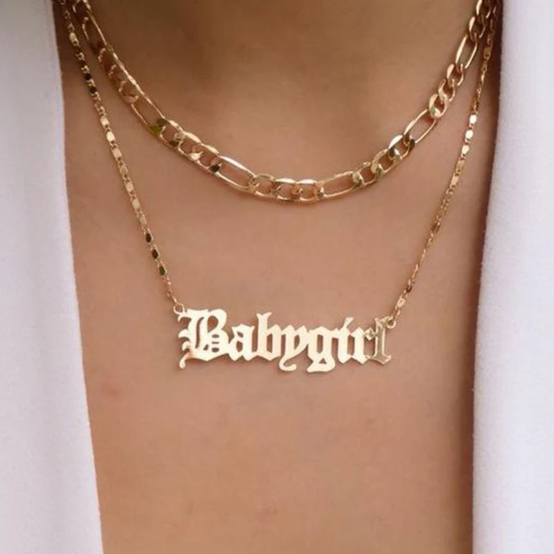 Двухслойное ожерелье Babygirl на английском языке кулоны с монограммой из