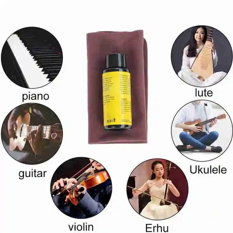 

60 Ml Guitar Fingerboard Nursing Oil Fretboard Lemon + Cloth Bass Set Accessorie Care Tool Guitar Cleaning Oil Ukulele Univ R7O9
