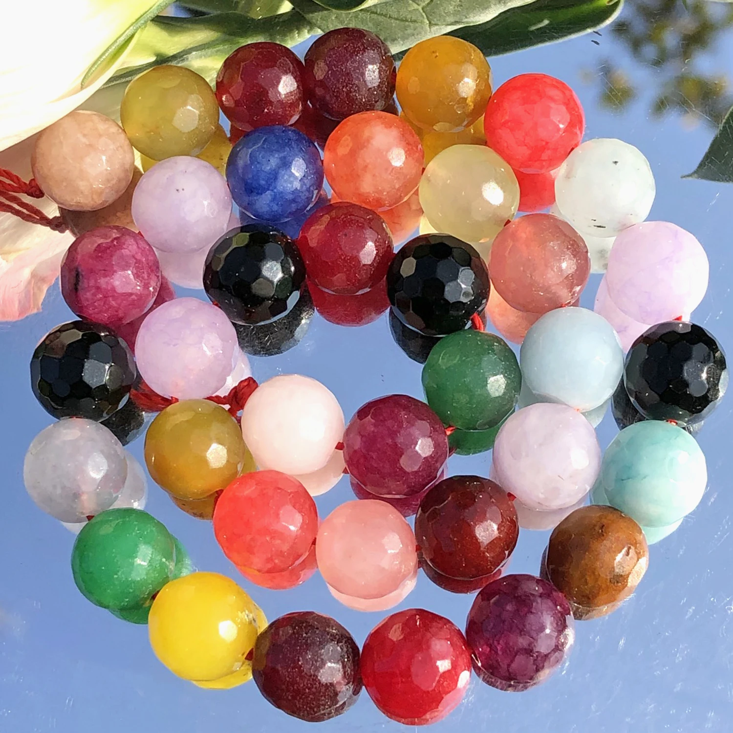 

Faceted Colorful Tourmaline Jades Natural Stone Beads Loose Spacer Beads For Jewelry Making DIY Bracelet Necklace 6/8/10MM 15"