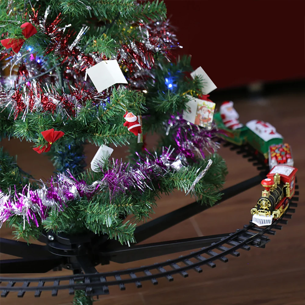 

1pc Christmas Electric Rail Car Train Toy Children'S Electric Railway Train Set Racing Road Transportation Toys Kids Gift
