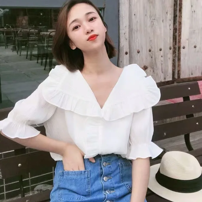 

2020 spring summer autumn new women fashion casual chiffon shirt woman female OL women shirts Vq170