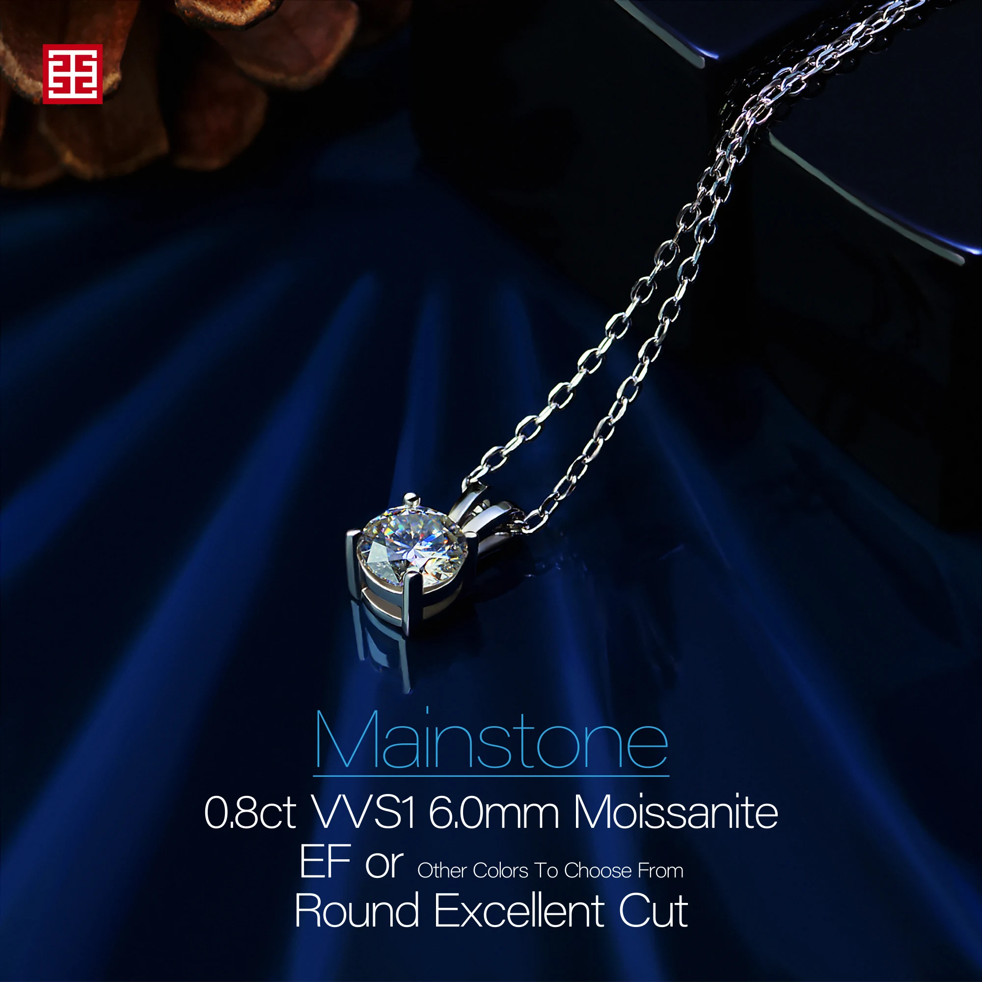 GIGAJEWE 0.8ct 6 мм EF круглое 18K покрытое белым золотом 925 Серебряное ожерелье Moissanite