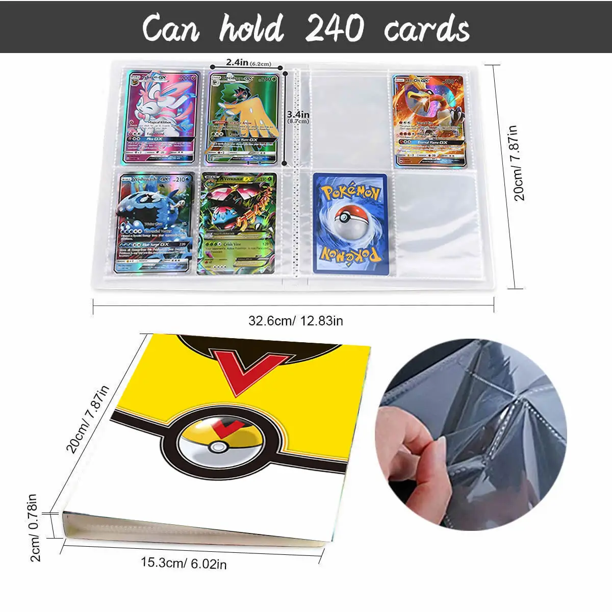 Pokemon Cards Album Book Cartoon Anime New 240PCS Game VMAX EX GX Card Map Collectors Holder Binder Folder Kid Cool Toy Gift | Игрушки и