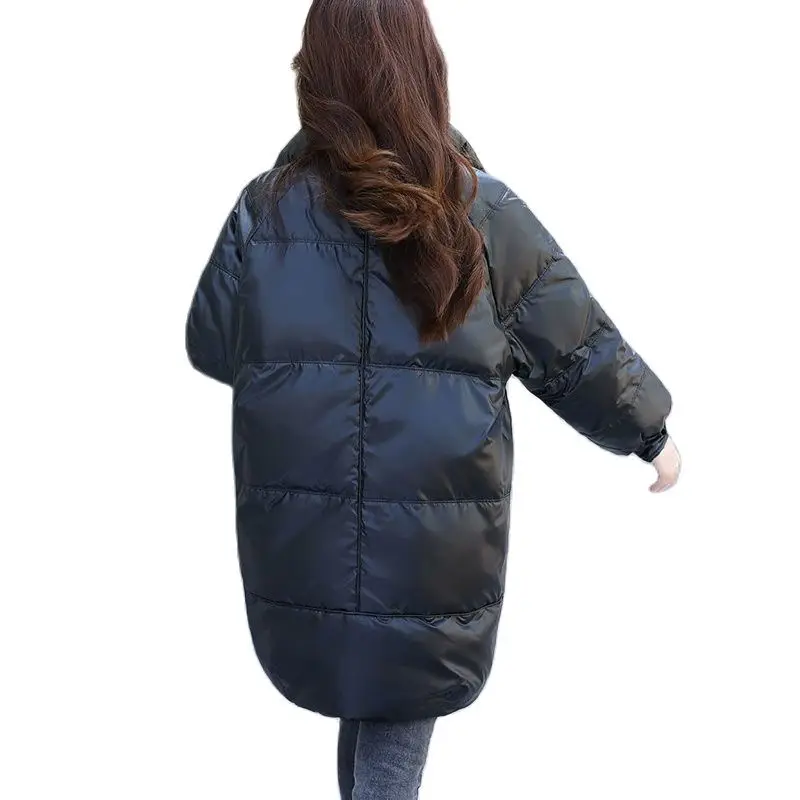 Новинка 2021 Женская Глянцевая куртка без стирки длинная Повседневная парка