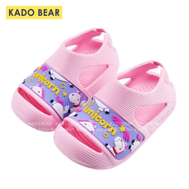 Детская обувь с рисунком единорога Детские садовые сандалии Уличные тапочки на