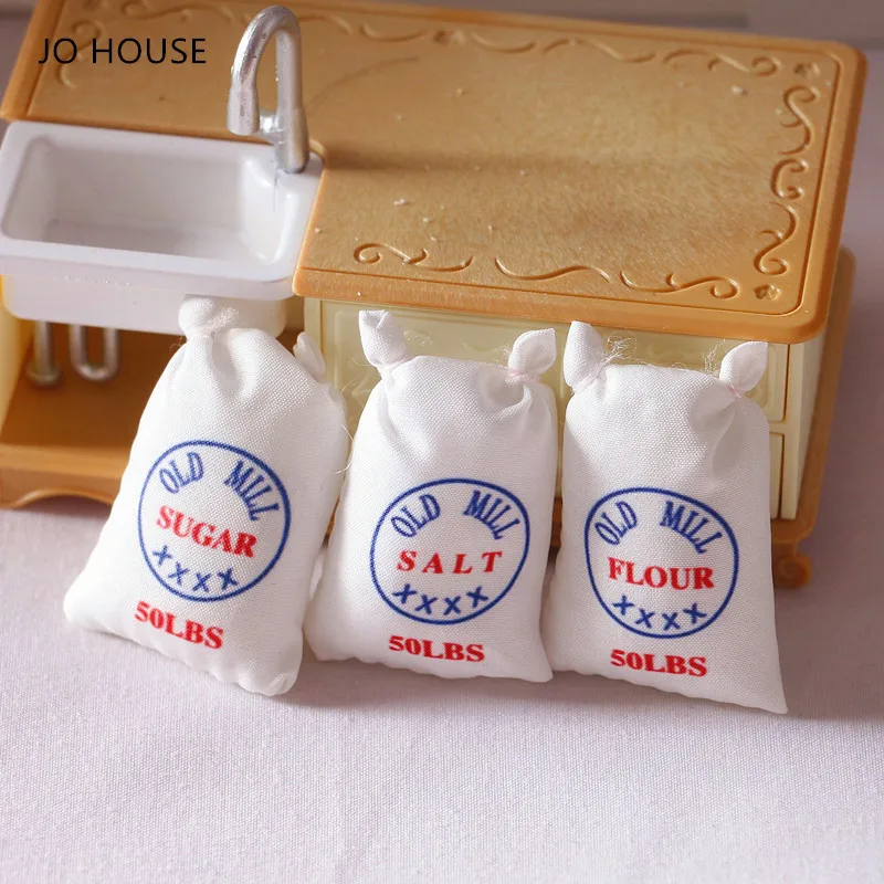 

JO HOUSE 1PC 1:12 Dollhouse Miniature Flour Salt Bag Model Kitchen Decoration Filming Props