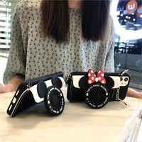 cartoon 3d mouse leather wallet lanyard soft phone cover for huawei honor play 4 4t 9s x10 5g 30 30s pro v30 20 10 20i 9x 8s 8a