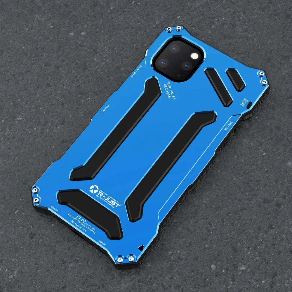 Гандам 3-Proof металл+ пластиковая гелевая Крышка для Apple iPhone 11 Pro max Жесткий Чехол для спорта на открытом воздухе противоударный ударопрочный сверхмощный - Цвет: Синий