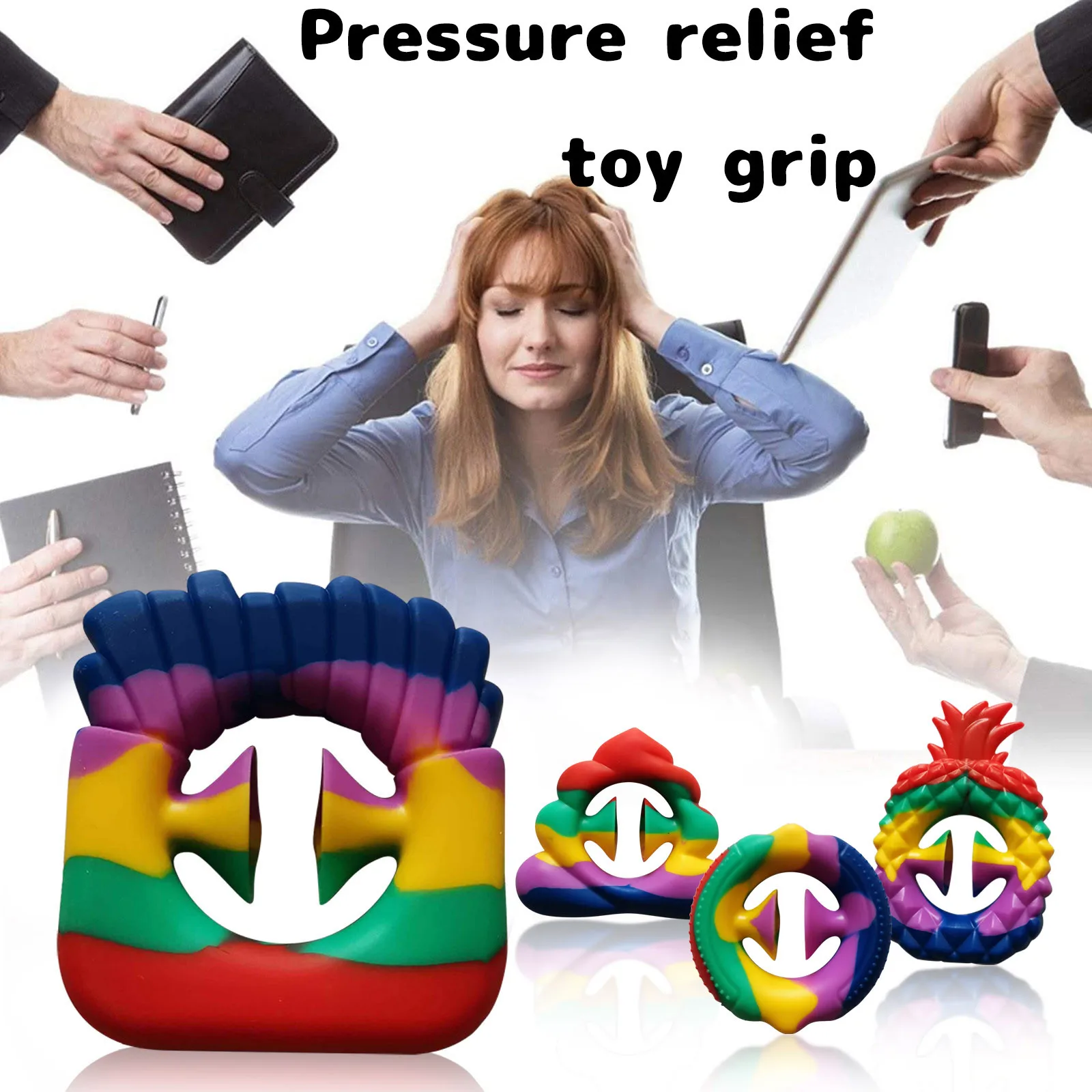 

4Pcs Antistress Finger Hand Grip Stress Reliever Fidget Toys Adult Child Simples Dimmer Stress Toys Decompression Dropshipping