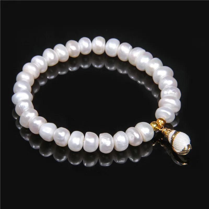 Boho Shell& пресноводный жемчуг браслет Seashell Cowry Shell Conch браслет для женщин ювелирные изделия мала-йога пляж