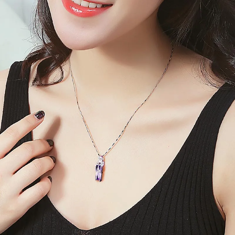 Bague Ringen, уникальный дизайн, 925 пробы, Серебряный кулон, Фиолетовый аметист, подвеска, Женские Ювелирные изделия, для помолвки, для девушек, вечерние, подарок