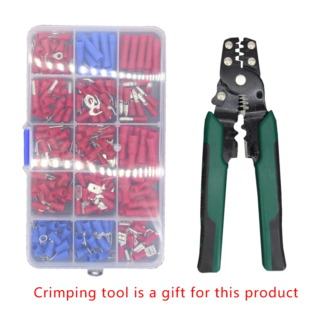 240 PCS insulated cold-pressed terminals Fork-shaped round 6.3 Reed-in blades Terminal block line nose combination set | Обустройство