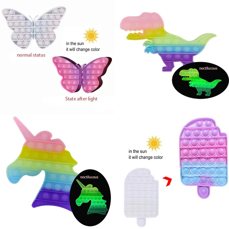 

Cute Kawaii Noctilucous Gradient Color Pop it Fidget Toys Educational Toy Reliver Anti Stress Christmas Present Children's Gifts