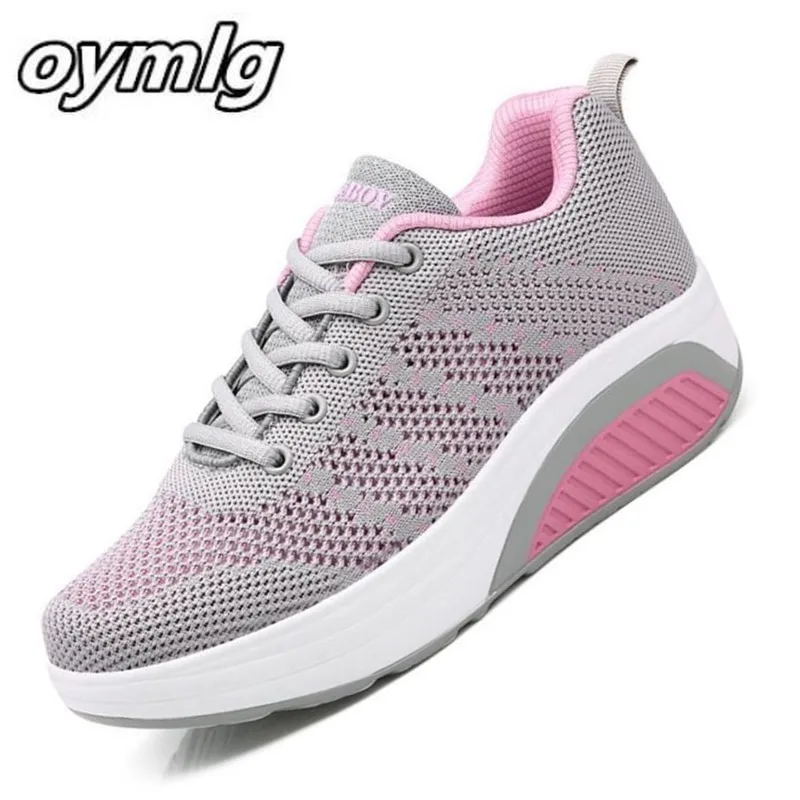 

Autumn new flying woven thick bottom increased fashion sports style ladies single shoes wild comfortable casual shoes mujer