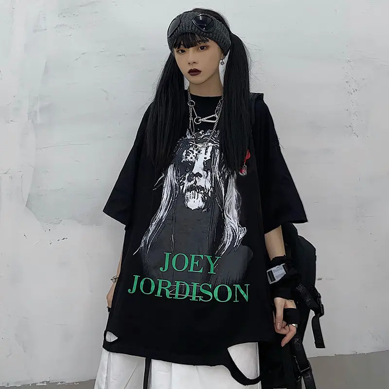 Harajuku футболка в стиле рок панк женская хип хоп Япония уличная с коротким рукавом