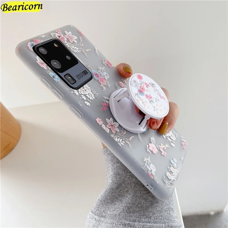 

Relief Flower Case For Samsung Galaxy A51 A71 5G A01 A11 A21s A31 A41 M01 M11 A10 A20 A30 A30s A40 A50 A50s A70 A80 Holder Cover