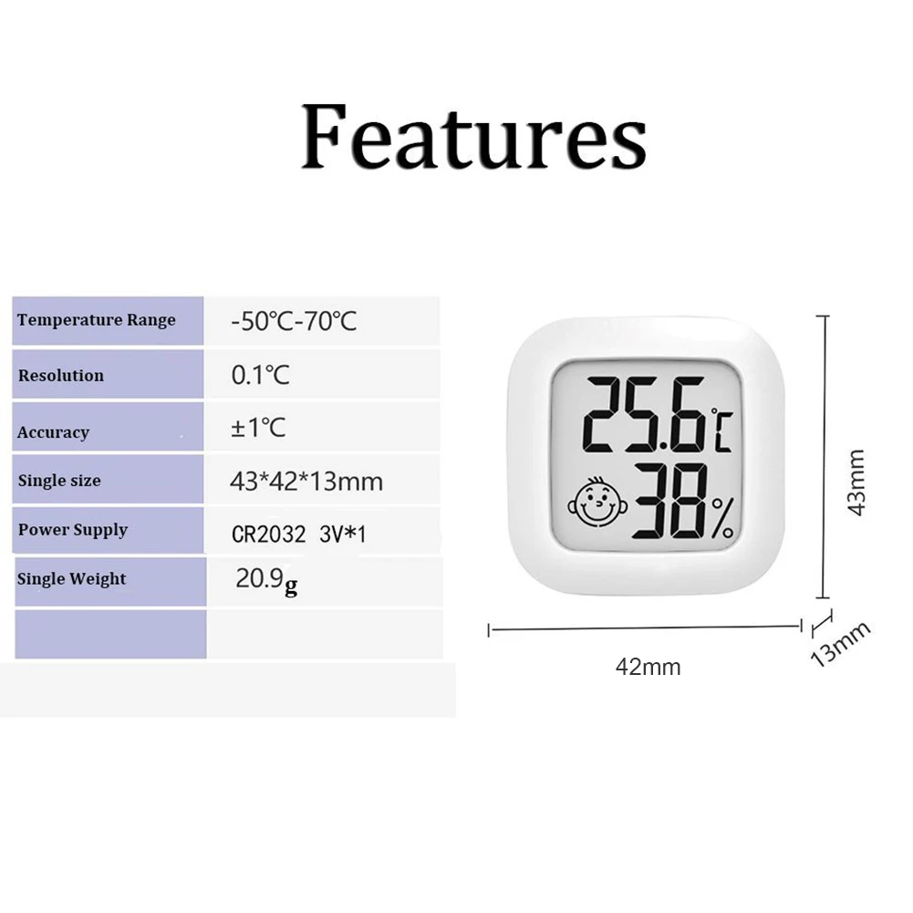 

Easy Install Hygrothermograph Mini Digital Hygrometer Thermometer Practical Measuring Instrument for Office Indoor