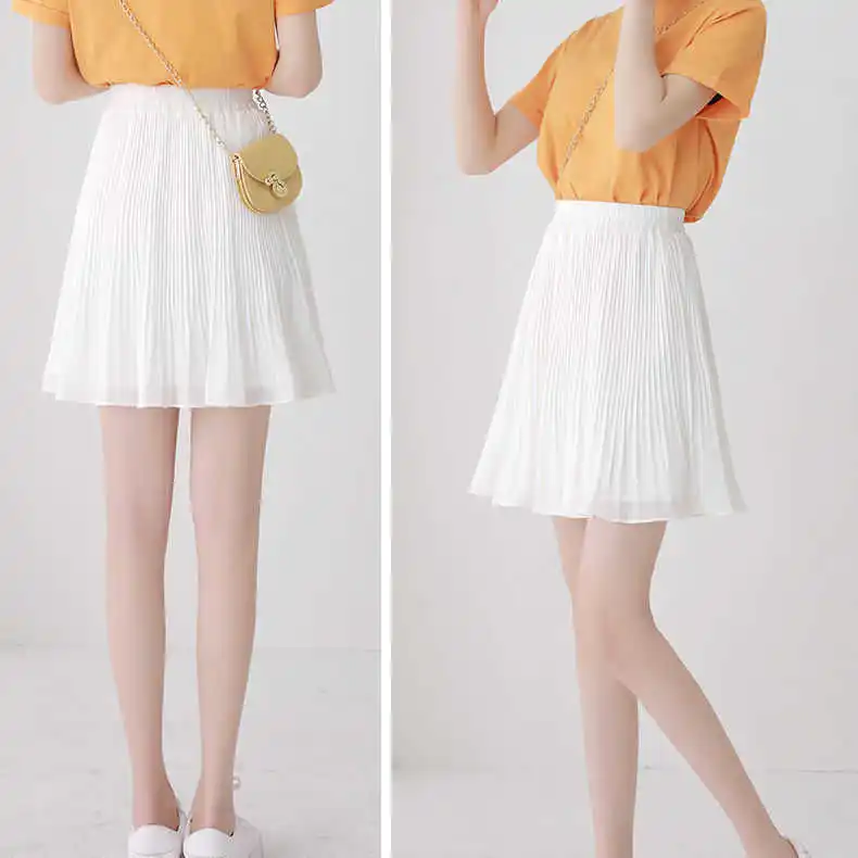 

Summer chiffon skirt women's 2021 new Korean high waist A-line skirt