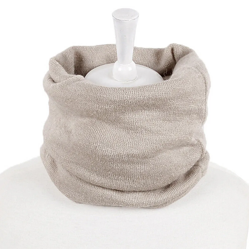 Женский и мужской зимний теплый шарф однотонный вязаный шерстяной хомут широкий