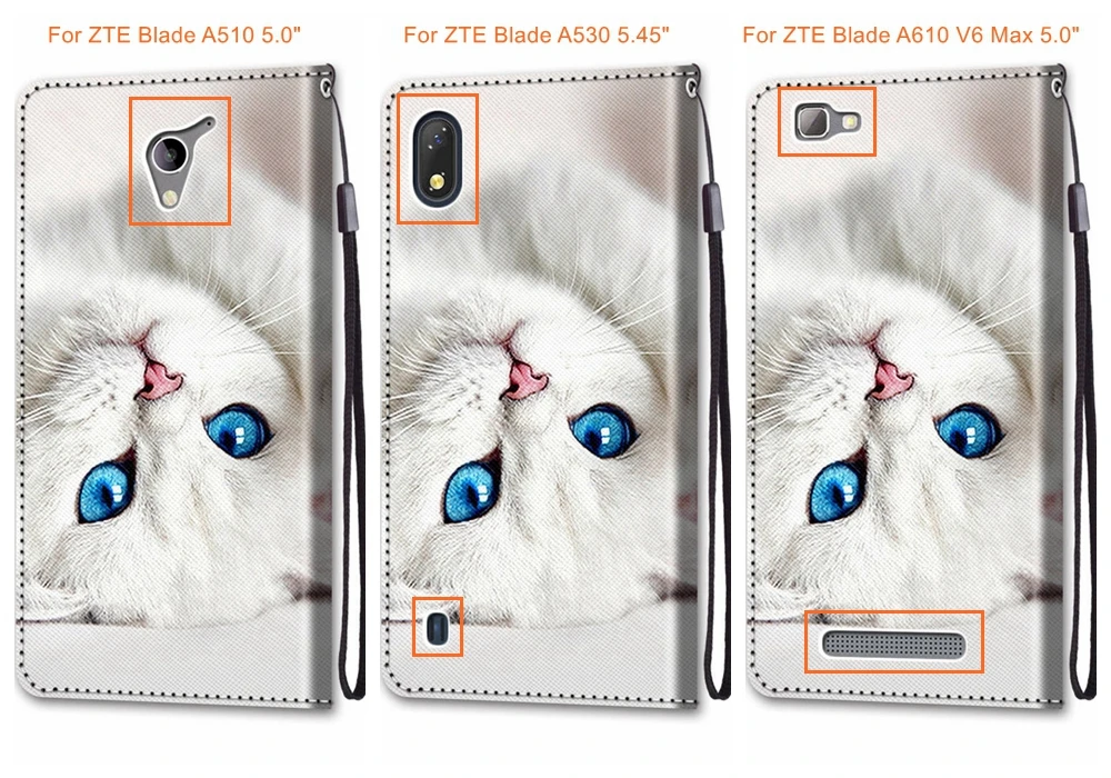 Чехол из искусственной кожи с откидной крышкой и подставкой для ZTE Blade A510 A530 A610 A6