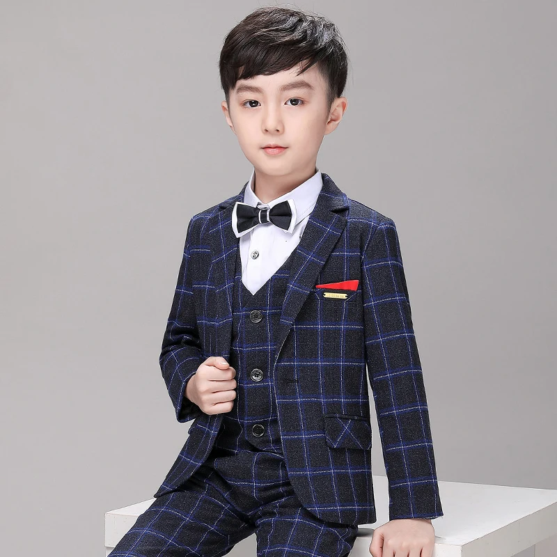 Новинка Детский костюм в клетку для школы стиле английских мальчиков деловой с
