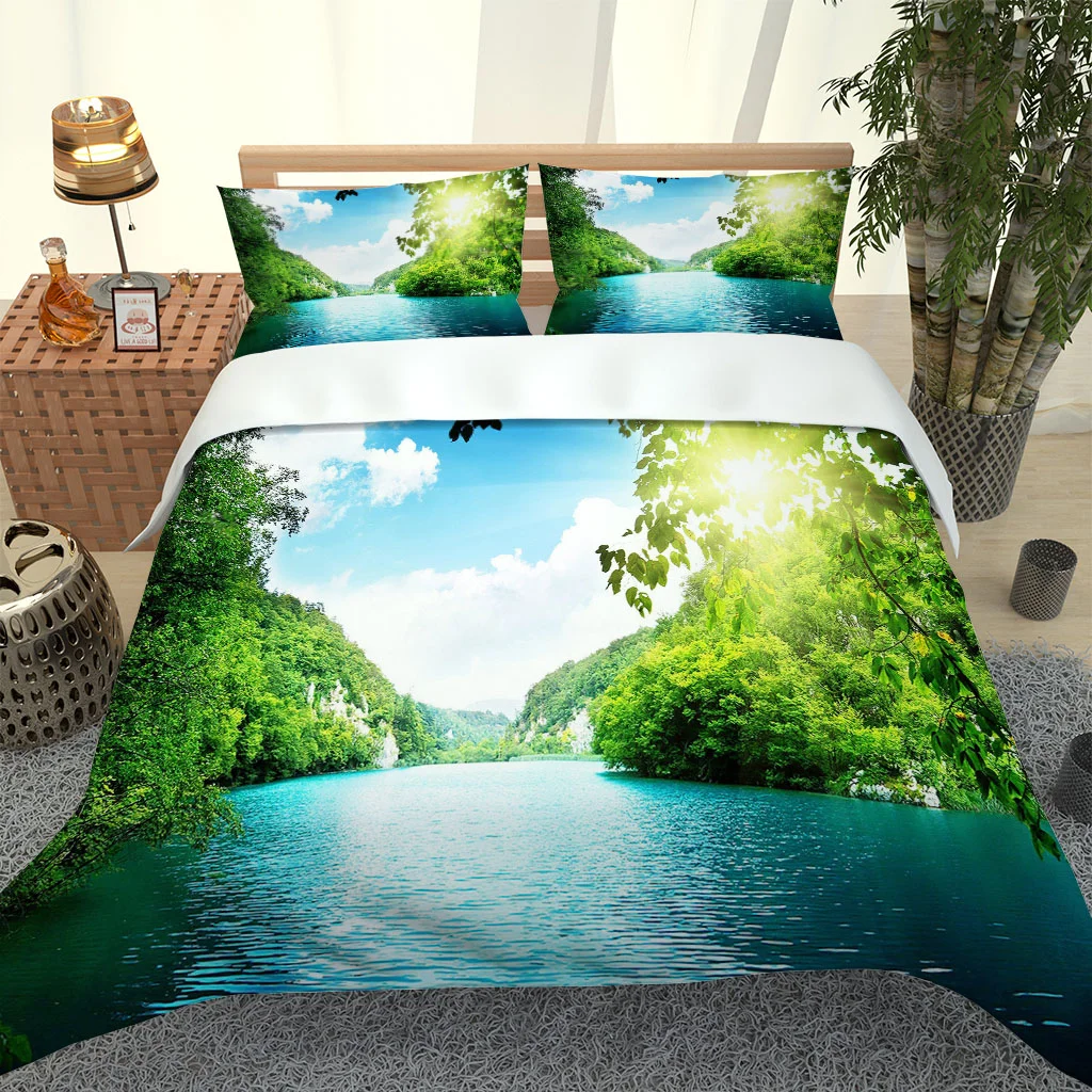 HD Nature Scenery Printing Duvet Cover Sets Modern Fashion Children Room Bedding Sets Pillowcase
