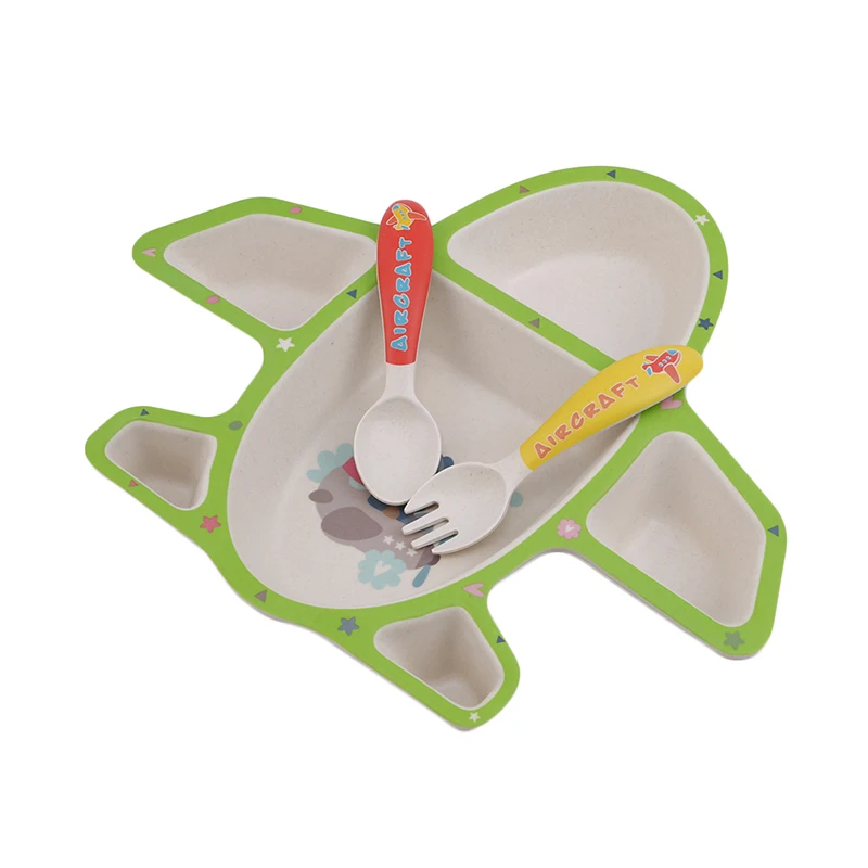 Креативная Керамическая Детская Посуда в форме самолета, обеденные тарелки для детского питания, поддон + вилка + ложка, детская посуда, 1 ком... от AliExpress WW
