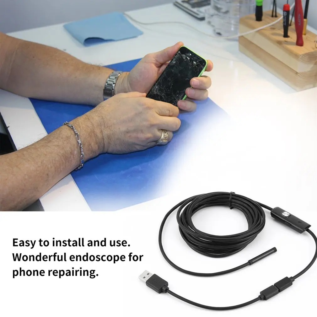 

6 LED 5.5mm Lens 480p Endoscope Waterproof Inspection Borescope for Android