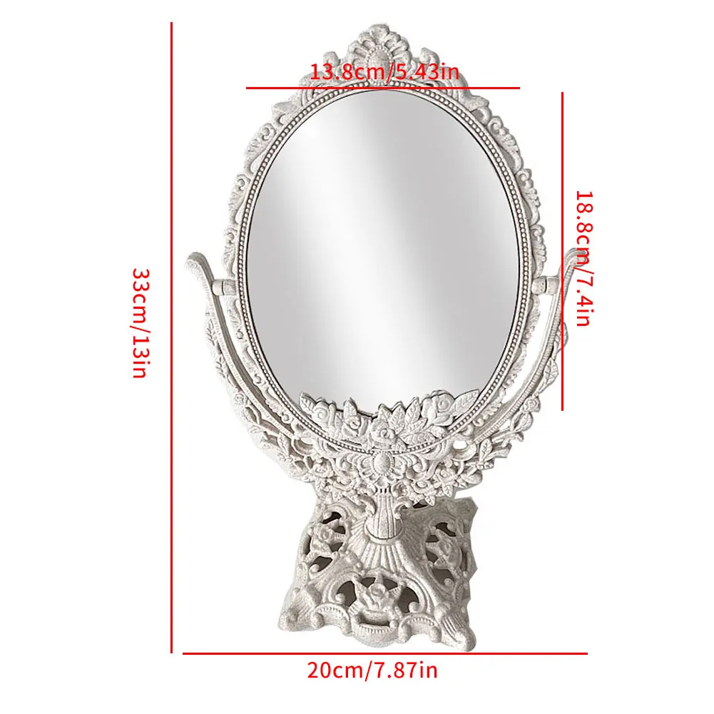 

High quality Rotatable Vintage Desktop Makeup Mirror Oval Tabletop Mirror Elegant Antique Swivel Cosmetic Mirror Decor Tool