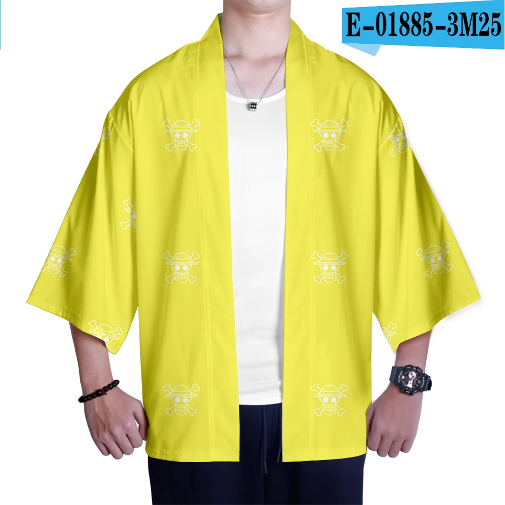 One Piece Japanese Kimono new print Luffy Cardigan Cosplay Shirt Summer Kawai One Piece Kimono cardigan samurai costume clothing - Цвет: Коричневый