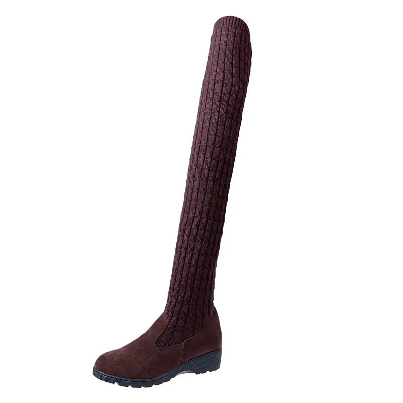 Шерстяные сапоги-чулки Сапоги выше колена из эластичной ткани детские сапоги для