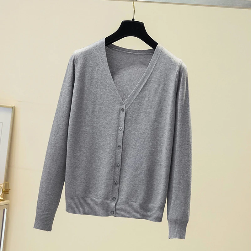 

Cardigan Women Sweater Mujer 2021 Knitted Long Sleeve Top Solid V Neck Pull Femme Spring Autumn Korean Casual Loose Jersey Mujer