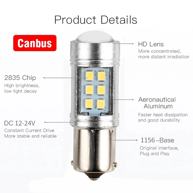 OKEEN 12В-24В 21SMD 2835 LED S25 светодиодный 1157 BAY15D BAY 15D P21/5W T20 7440 W21W автомобильная