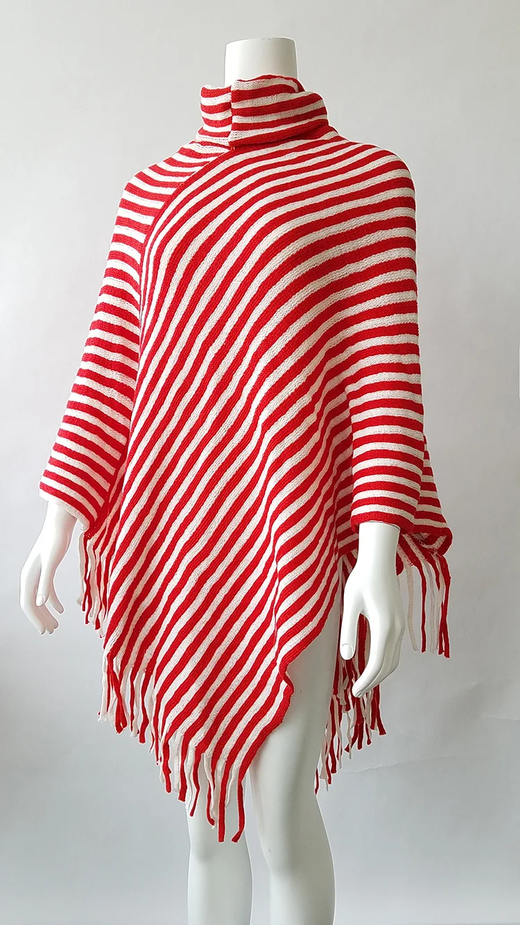 Осенне зимние свитера женские накидки водолазки пуловеры пончо с кисточками