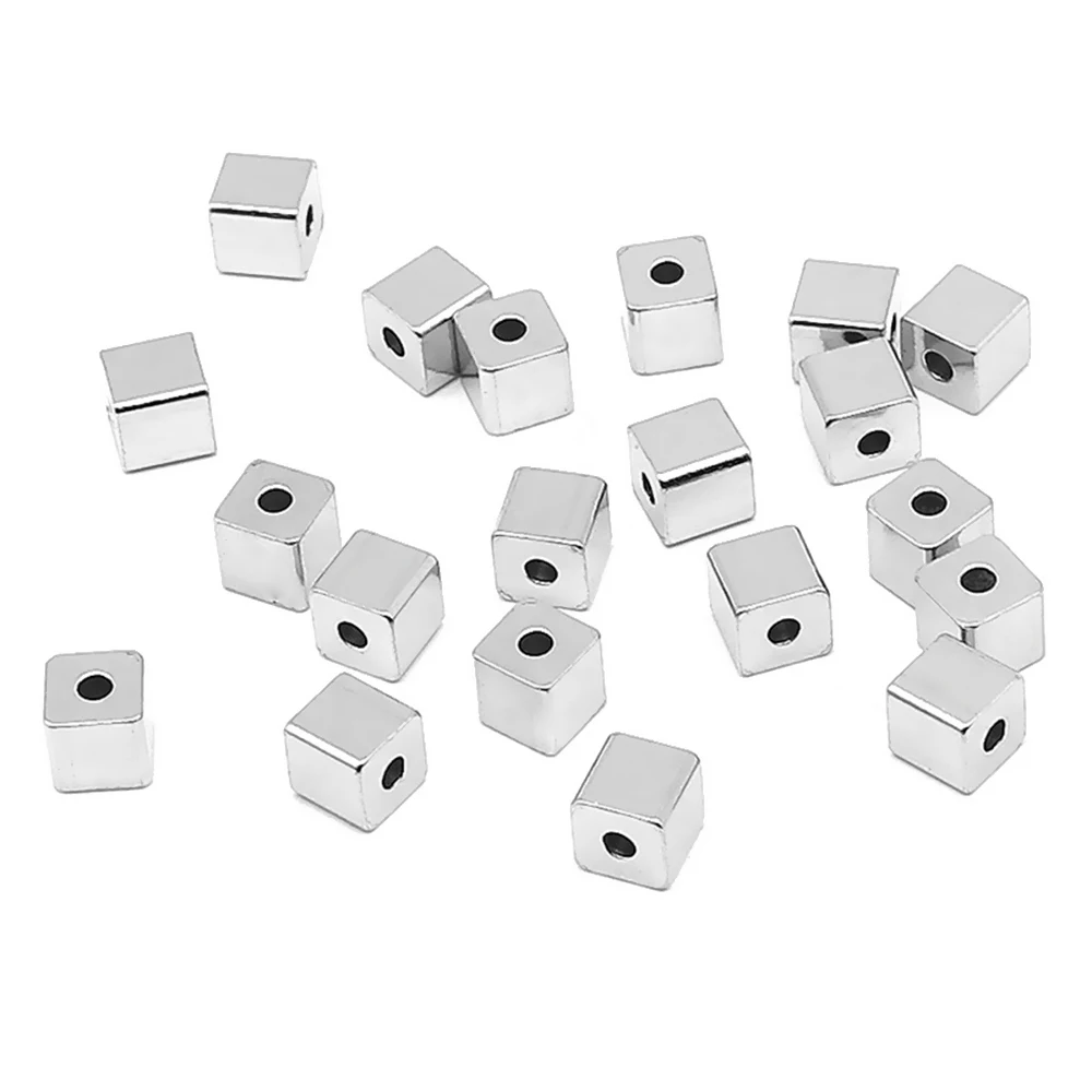 50Pcs/lot 3 4 5 6 8mm Stainless Steel Cube Spacer Beads Square Loose for DIY Bracelet Jewelry Making wholesale | Украшения и