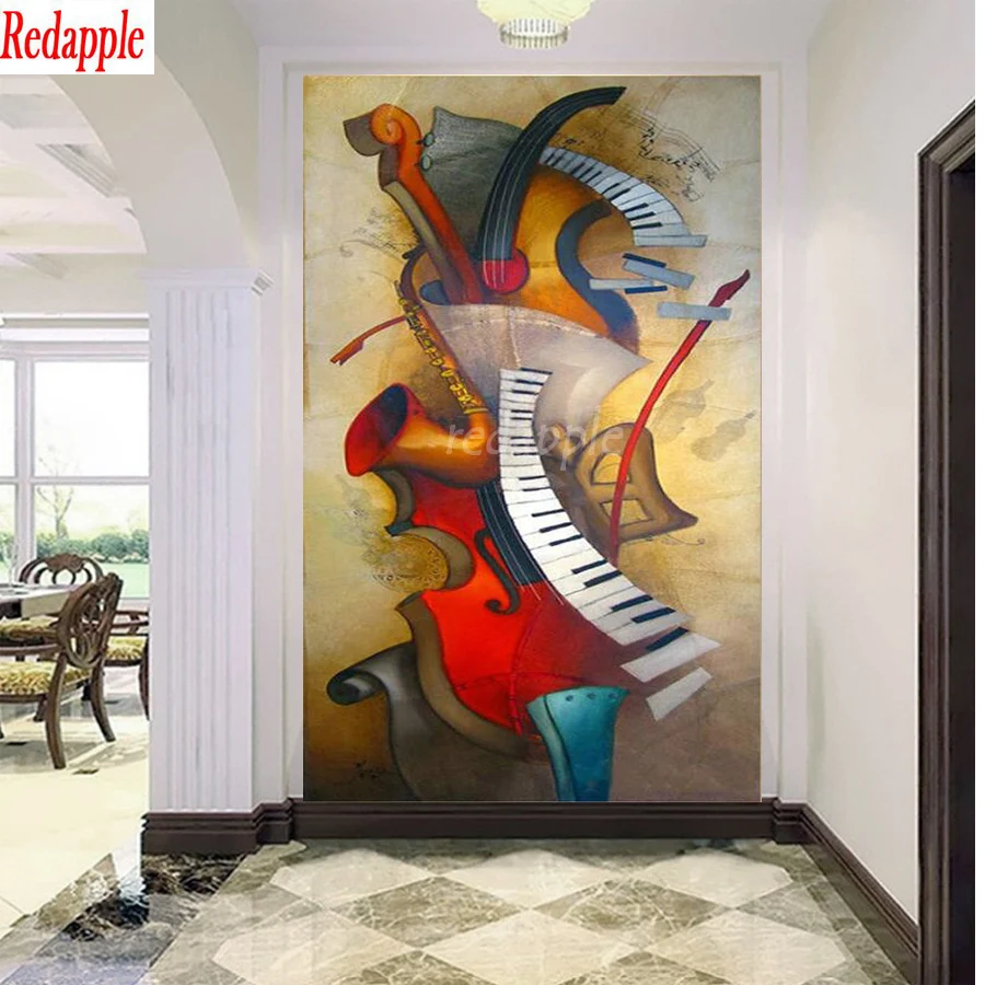 Алмазная живопись 5D сделай сам большая абстракция пианино с изображением