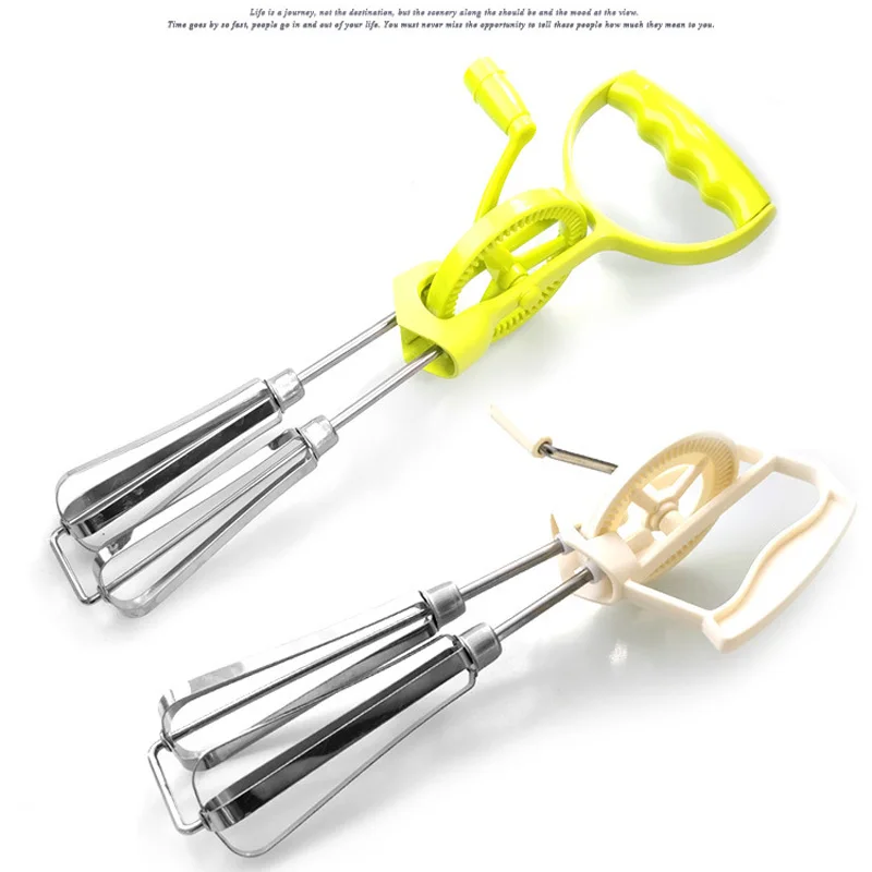 

1pcs Rotary Manual Hand Whisk Egg Beater Mixer Blender Stainless Steel Kitchen Tools