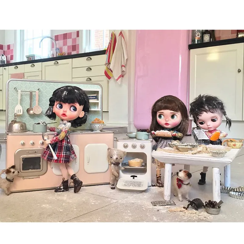 Aizulhomey Simulation Iron Kitchen Set Mouses House Furniture 1/6  OB11 BJD Lol Blyth Accessories For Dolls Baby Cooking Toys images - 6