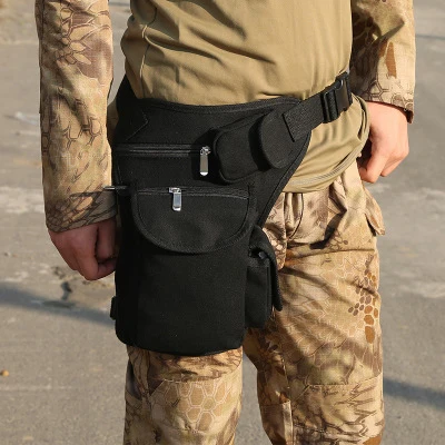 

Free Shipping Canvas Waist Bags Drop Leg Bag Men Belt Bicycle Motorcycle Money Belt Pack Unisex Men Black Belt Pack Bag Solid