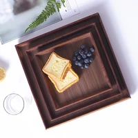 sqaure serving tray tea coffee trays walnut wood appetizer plates dishes storage for cake fruit saucer dessert dinner bread