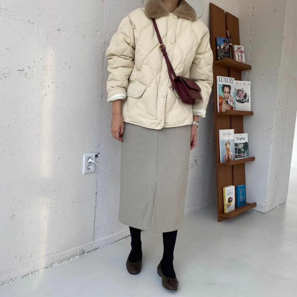 2022 New OL Faux Fur Collar Female Jacket Winter Jacket Thick and Warm Ladies Retro Elegant Solid Color Single-breasted Jacket