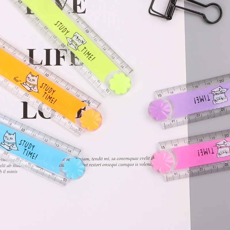 

30cm Korean Folding Ruler Plastic Drawing School Stationery Students Kids Gifts