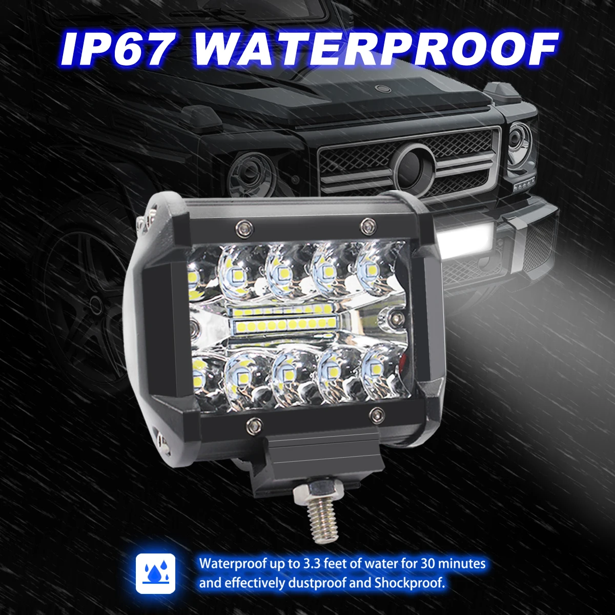 LED 60W 3 rows 4 inch spotlight floodlights driving lights OFF-Road lighting work Refitted Car led headlights | Автомобили и