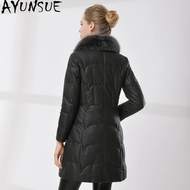 

JCBC 2021 Genuine Leather Jacket Women Real Sheepskin Coat Female Warm Women's Winter Down Jackets Fox Fur Collar Mujer Chaqueta