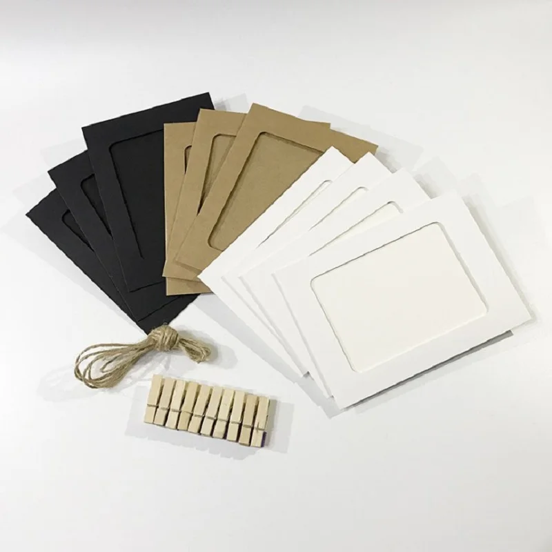 

10 Pcs Frames Wall Decor 3 Color Paper Photo Frame Creative Home Decoration DIY Specimen Photo Frame for Living Room Bedroom