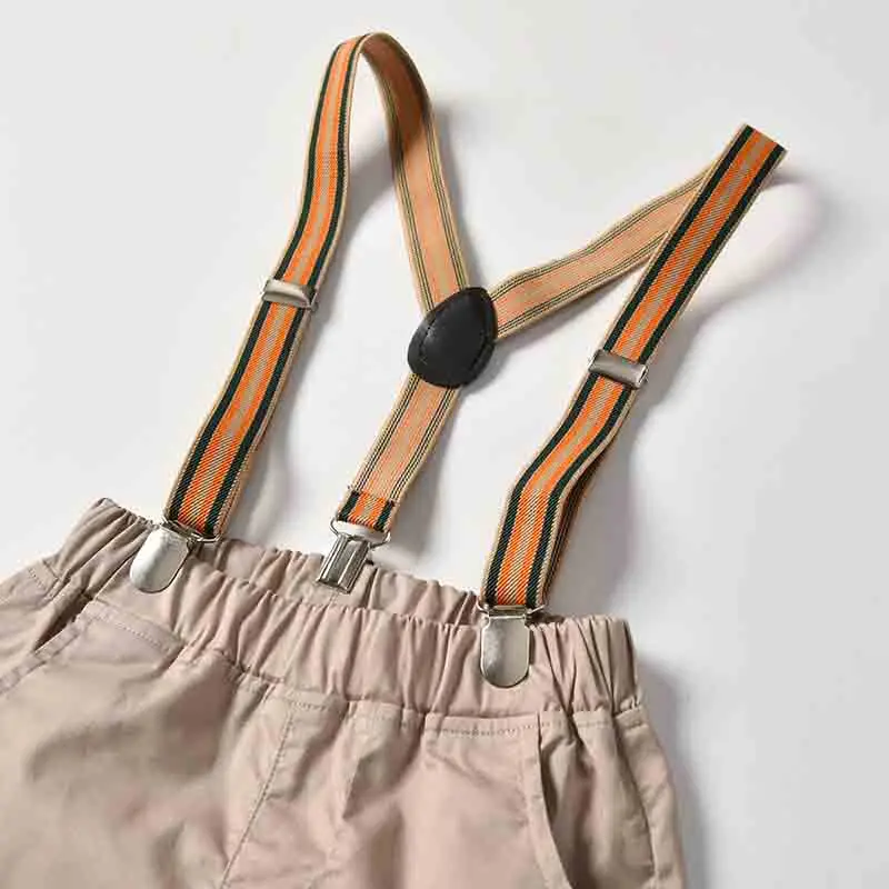 

Baby Boy Clothing Set Summer Cotton Children Clothes Bow Print Shirt+Suspender Pants 4PCS Gentleman Party Outfits